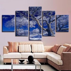 Woods Blue Sky Landscape - Nature 5 Panel Canvas Art Wall Decor