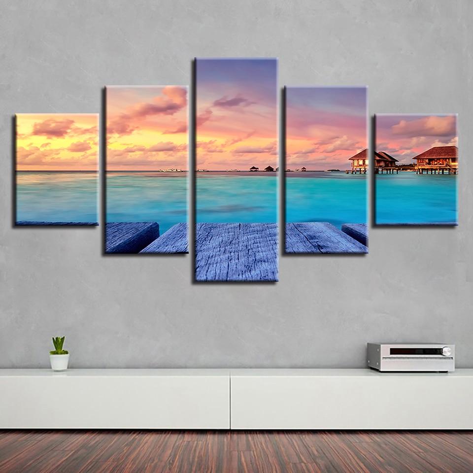 Woods House Bridge - Nature 5 Panel Canvas Art Wall Decor Woods House Bridge - Nature 5 Panel Canvas Art Wall Decor