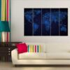 World Map Home - Abstract 5 Panel Canvas Art Wall Decor