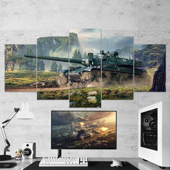 World Of Tanks Amx 30 B Destroyers - Gaming 5 Panel Canvas Art Wall Decor World Of Tanks Amx 30 B Destroyers - Gaming 5 Panel Canvas Art Wall Decor