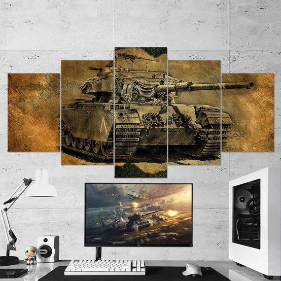World Of Tanks Centurion - Gaming 5 Panel Canvas Art Wall Decor World Of Tanks Centurion - Gaming 5 Panel Canvas Art Wall Decor