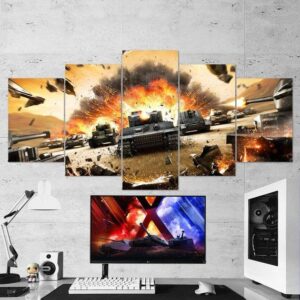 World Of Tanks Destroyers 02 - Gaming 5 Panel Canvas Art Wall Decor