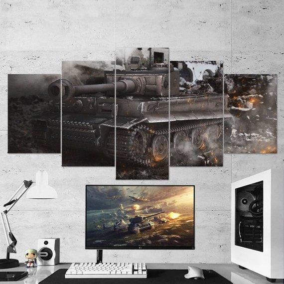 World Of Tanks - Gaming 5 Panel Canvas Art Wall Decor World Of Tanks - Gaming 5 Panel Canvas Art Wall Decor