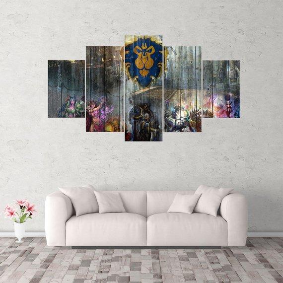 World Of Warcraft Alliance 1 - Gaming 5 Panel Canvas Art Wall Decor World Of Warcraft Alliance 1 - Gaming 5 Panel Canvas Art Wall Decor