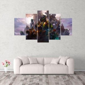 World Of Warcraft Horde 4 - Gaming 5 Panel Canvas Art Wall Decor