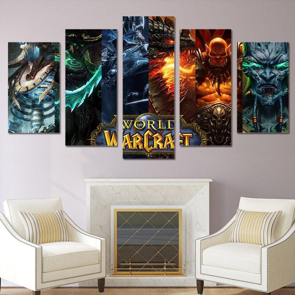 World Warcraft Character - Gaming 5 Panel Canvas Art Wall Decor World Warcraft Character - Gaming 5 Panel Canvas Art Wall Decor