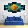 Worldwide Crypto - Abstract 5 Panel Canvas Art Wall Decor