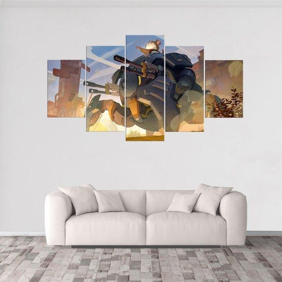 Wrecking Ball Overwatch - Gaming 5 Panel Canvas Art Wall Decor Wrecking Ball Overwatch - Gaming 5 Panel Canvas Art Wall Decor
