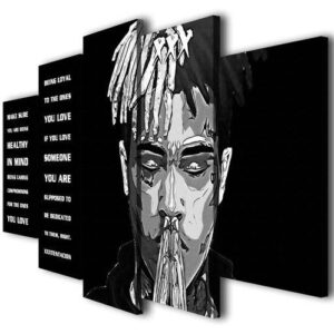 Xxxtentacion Last Powerful Message - Abstract 5 Panel Canvas Art Wall Decor