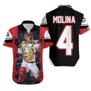 Yadier Molina St Louis Cardinals Logo Golden Shield Throwing For Fan Hawaiian Shirt  – Tagotee