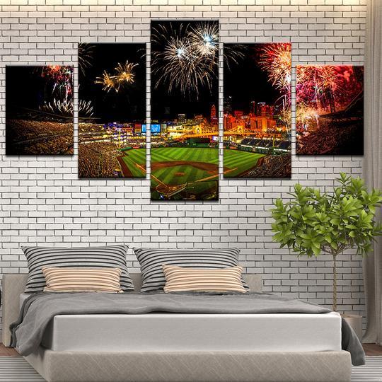 Yankee Stadium Fireworks - Abstract 5 Panel Canvas Art Wall Decor Yankee Stadium Fireworks - Abstract 5 Panel Canvas Art Wall Decor