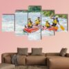 Yappy Family Of Four River Rafting - Sport 5 Panel Canvas Art Wall Decor