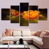 Yellow Flowers And Butterflies - Nature 5 Panel Canvas Art Wall Decor