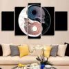 Ying And Yang - Abstract 5 Panel Canvas Art Wall Decor