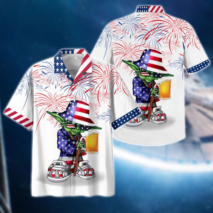 Yoda With Beer America Hawaiian Shirt – Limited Edition Yoda With Beer America Hawaiian Shirt – Limited Edition