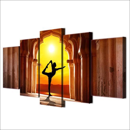 Yoga In The Temple - Sport 5 Panel Canvas Art Wall Decor Yoga In The Temple - Sport 5 Panel Canvas Art Wall Decor