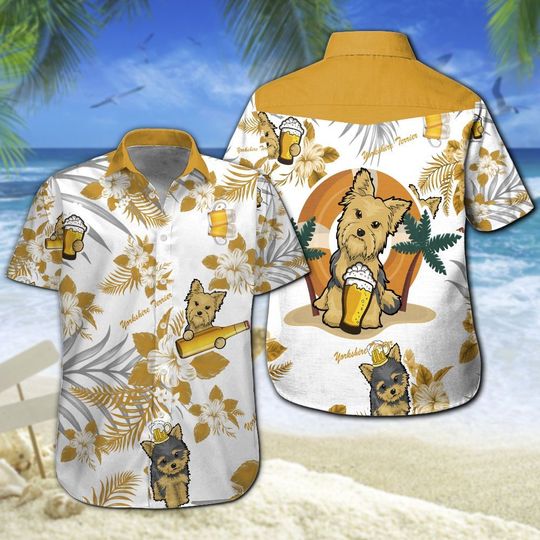 Yorkshire Terrier Beer Hawaiian Shirt Summer Button Up Yorkshire Terrier Beer Hawaiian Shirt Summer Button Up