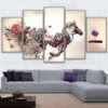 Zebra 2 - Abstract Animal 5 Panel Canvas Art Wall Decor