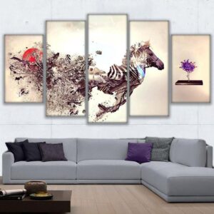 Zebra 2 - Abstract Animal 5 Panel Canvas Art Wall Decor