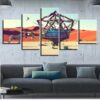 Zebra Desert - Animal 5 Panel Canvas Art Wall Decor