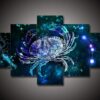 Zodiac - Cancer #1 - Abstract 5 Panel Canvas Art Wall Decor