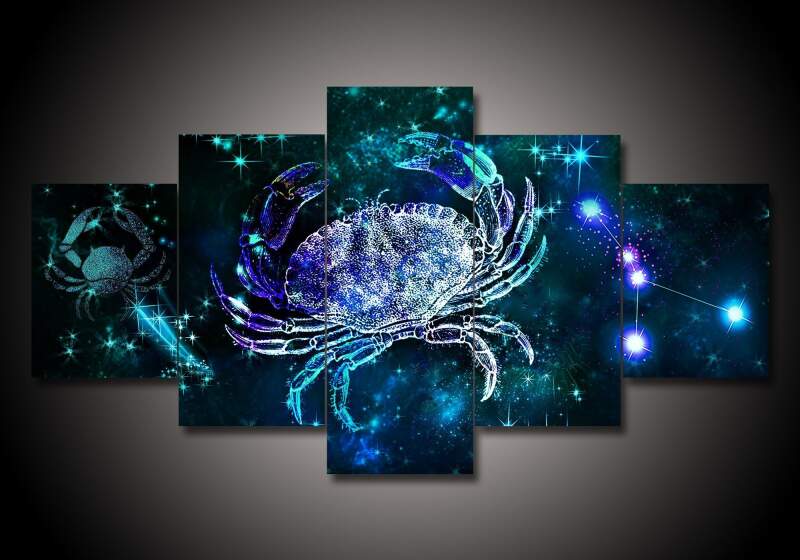 Zodiac - Cancer #1 - Abstract 5 Panel Canvas Art Wall Decor Zodiac - Cancer #1 - Abstract 5 Panel Canvas Art Wall Decor