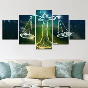 Zodiac - Libra #1 - Abstract 5 Panel Canvas Art Wall Decor