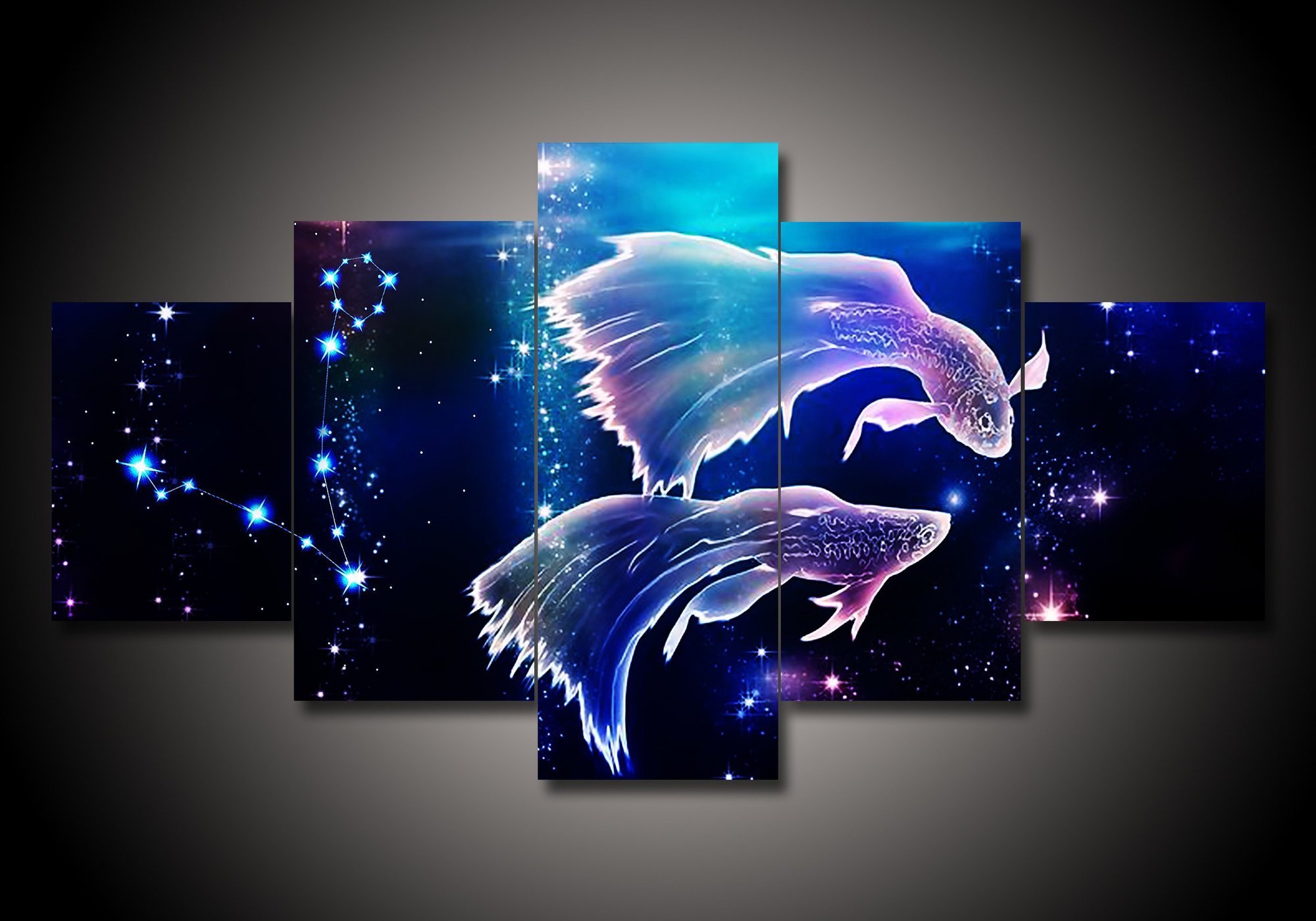 Zodiac - Pisces #1 - Abstract 5 Panel Canvas Art Wall Decor Zodiac - Pisces #1 - Abstract 5 Panel Canvas Art Wall Decor
