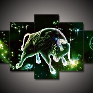Zodiac - Taurus #1 - Abstract 5 Panel Canvas Art Wall Decor