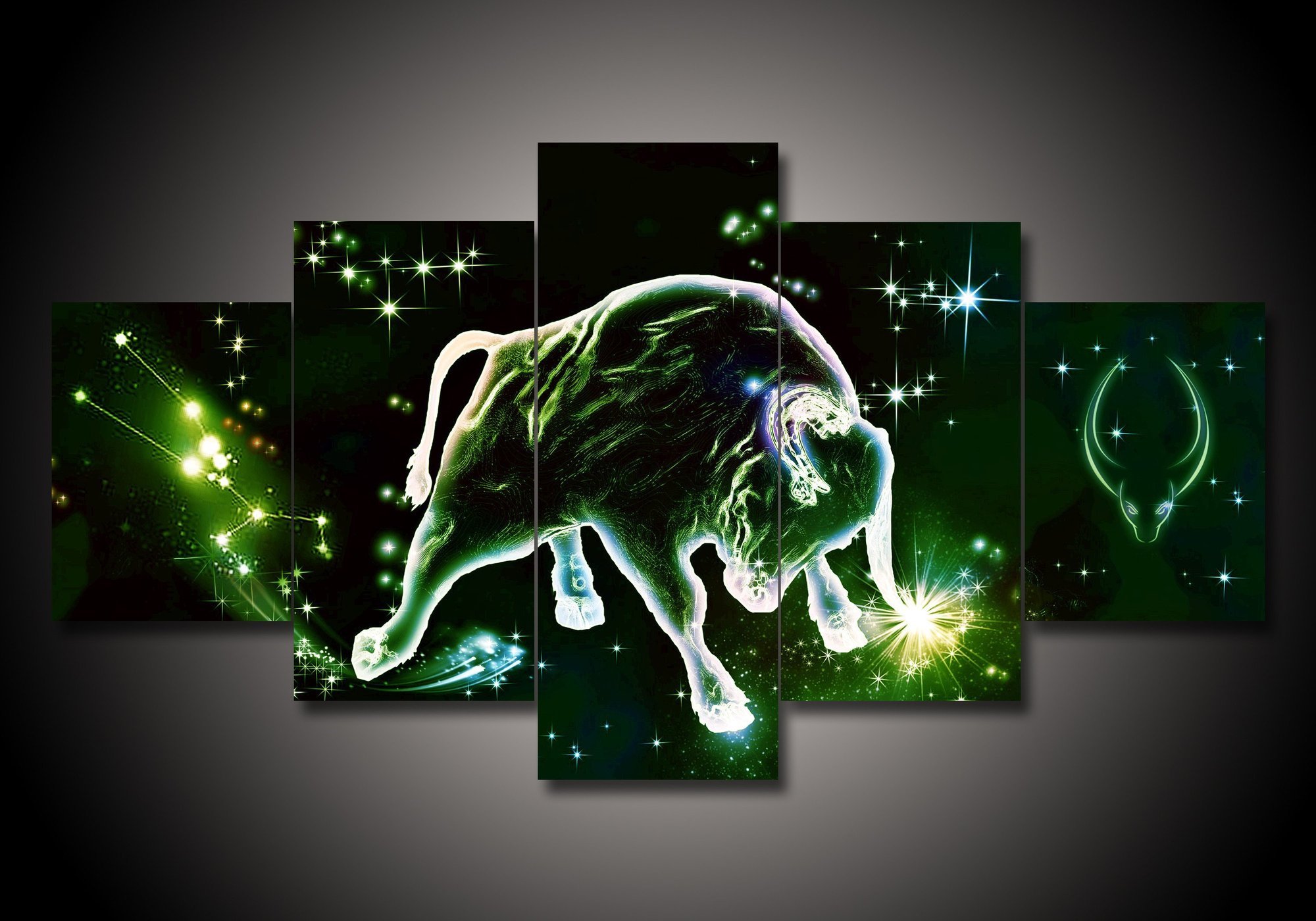 Zodiac - Taurus #1 - Abstract 5 Panel Canvas Art Wall Decor Zodiac - Taurus #1 - Abstract 5 Panel Canvas Art Wall Decor