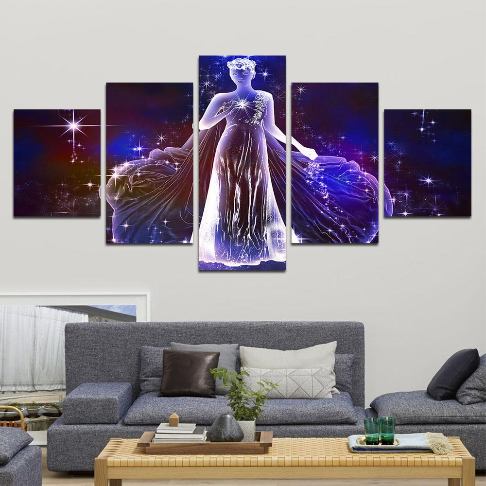 Zodiac - Virgo #1 - Abstract 5 Panel Canvas Art Wall Decor Zodiac - Virgo #1 - Abstract 5 Panel Canvas Art Wall Decor