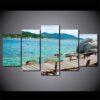 beautiful sea coast boardwalk - Nature 5 Panel Canvas Art Wall Decor