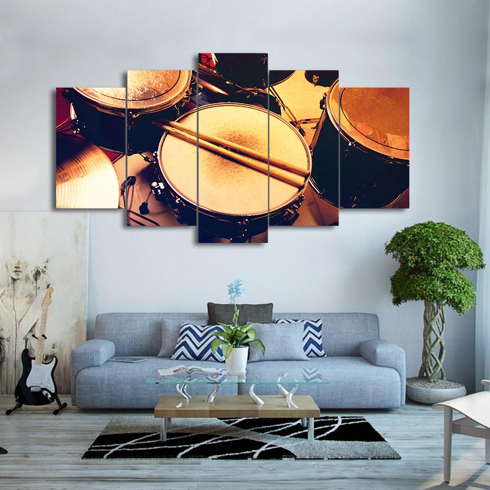 drum set music instrument - Music 5 Panel Canvas Art Wall Decor drum set music instrument - Music 5 Panel Canvas Art Wall Decor