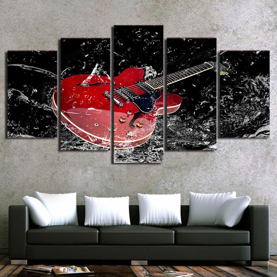 fantastic red guitarpainting - Music 5 Panel Canvas Art Wall Decor fantastic red guitarpainting - Music 5 Panel Canvas Art Wall Decor