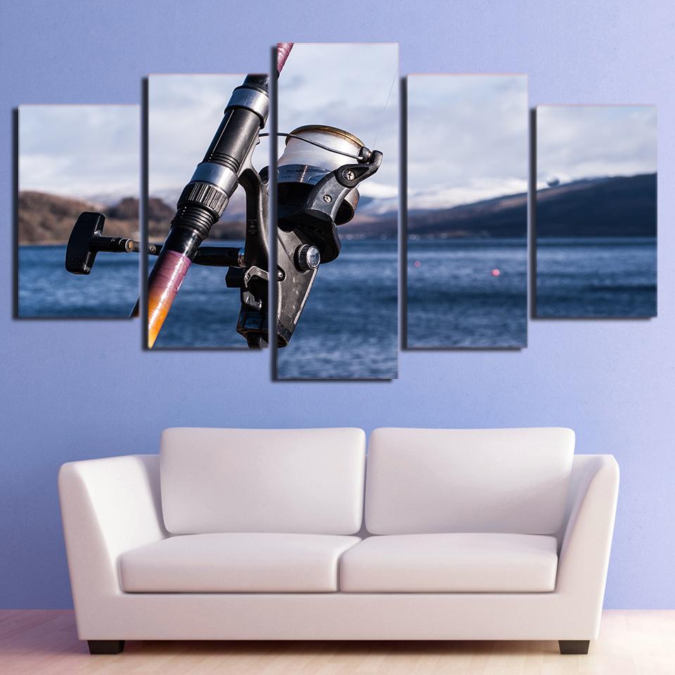 fishing rod tools - Fishing 5 Panel Canvas Art Wall Decor fishing rod tools - Fishing 5 Panel Canvas Art Wall Decor