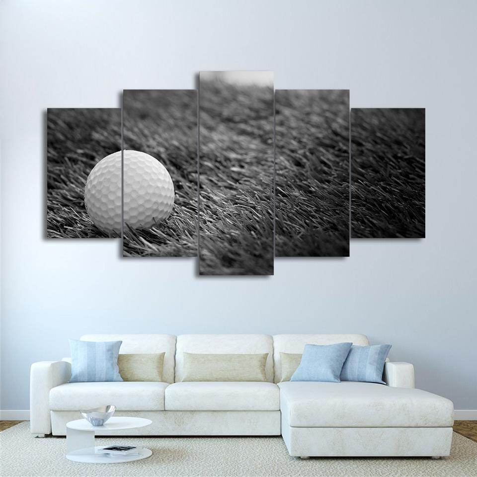 golf ball in grass black and white - Sport 5 Panel Canvas Art Wall Decor golf ball in grass black and white - Sport 5 Panel Canvas Art Wall Decor