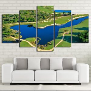 golf course beautiful pool - Nature 5 Panel Canvas Art Wall Decor