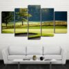 golf course grass land - Nature 5 Panel Canvas Art Wall Decor