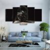 gym black dumbell - Sport 5 Panel Canvas Art Wall Decor