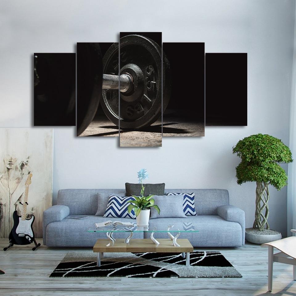 gym black dumbell - Sport 5 Panel Canvas Art Wall Decor gym black dumbell - Sport 5 Panel Canvas Art Wall Decor