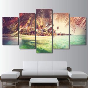modular Palm trees - Nature 5 Panel Canvas Art Wall Decor