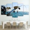 sea coast waves spindrift - Fishing 5 Panel Canvas Art Wall Decor