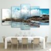sea coast waves spindrift - Nature 5 Panel Canvas Art Wall Decor