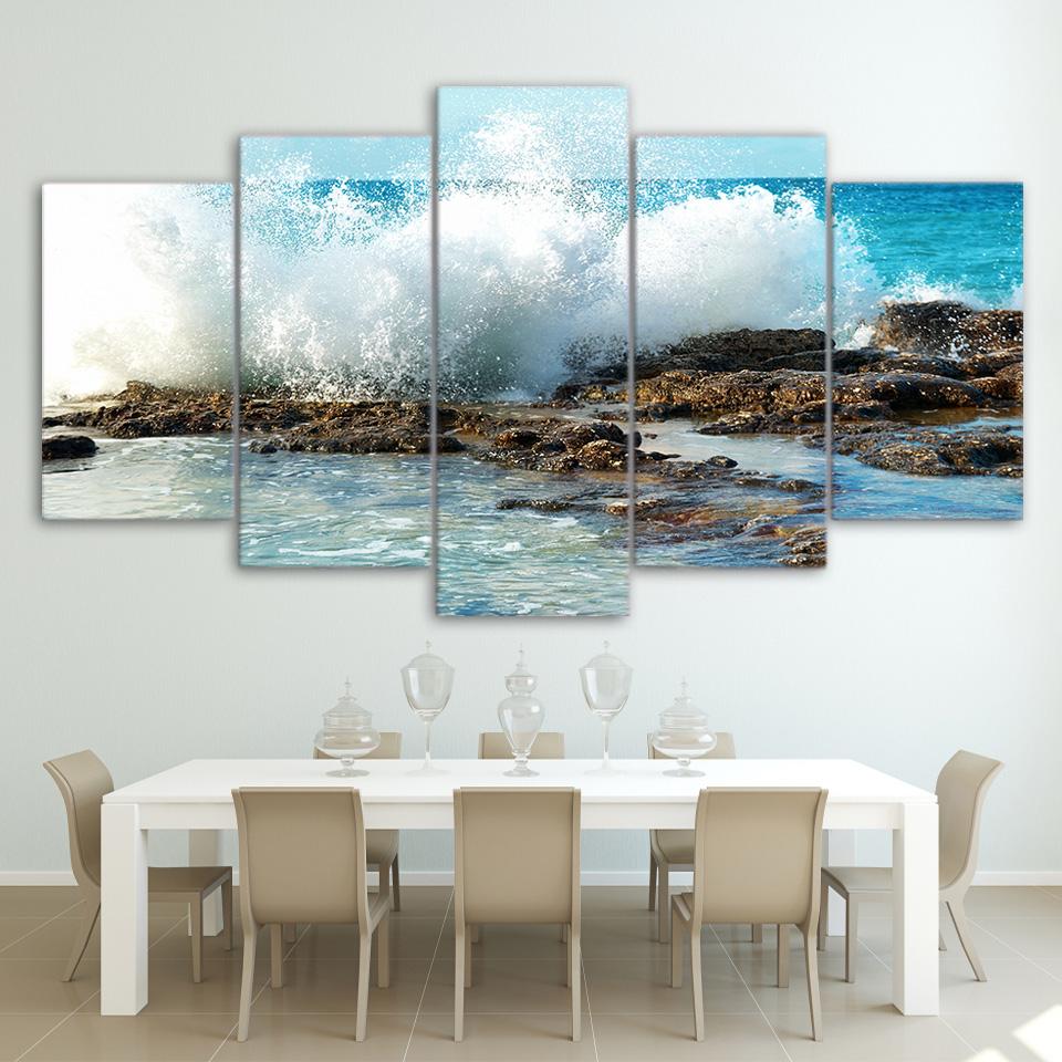 sea coast waves spindrift - Nature 5 Panel Canvas Art Wall Decor sea coast waves spindrift - Nature 5 Panel Canvas Art Wall Decor