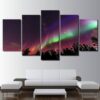 urple Aurora Borealis - Nature 5 Panel Canvas Art Wall Decor