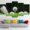 white golf balls and club - Sport 5 Panel Canvas Art Wall Decor