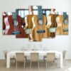 wondeful wooden guitars - Music 5 Panel Canvas Art Wall Decor