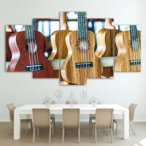wondeful wooden guitars - Music 5 Panel Canvas Art Wall Decor